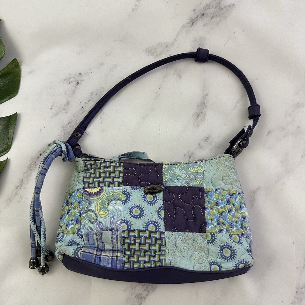 Donna Sharp Vintage y2k Quilted Mini Shoulder Bag Purse Purple Blue Patchwork